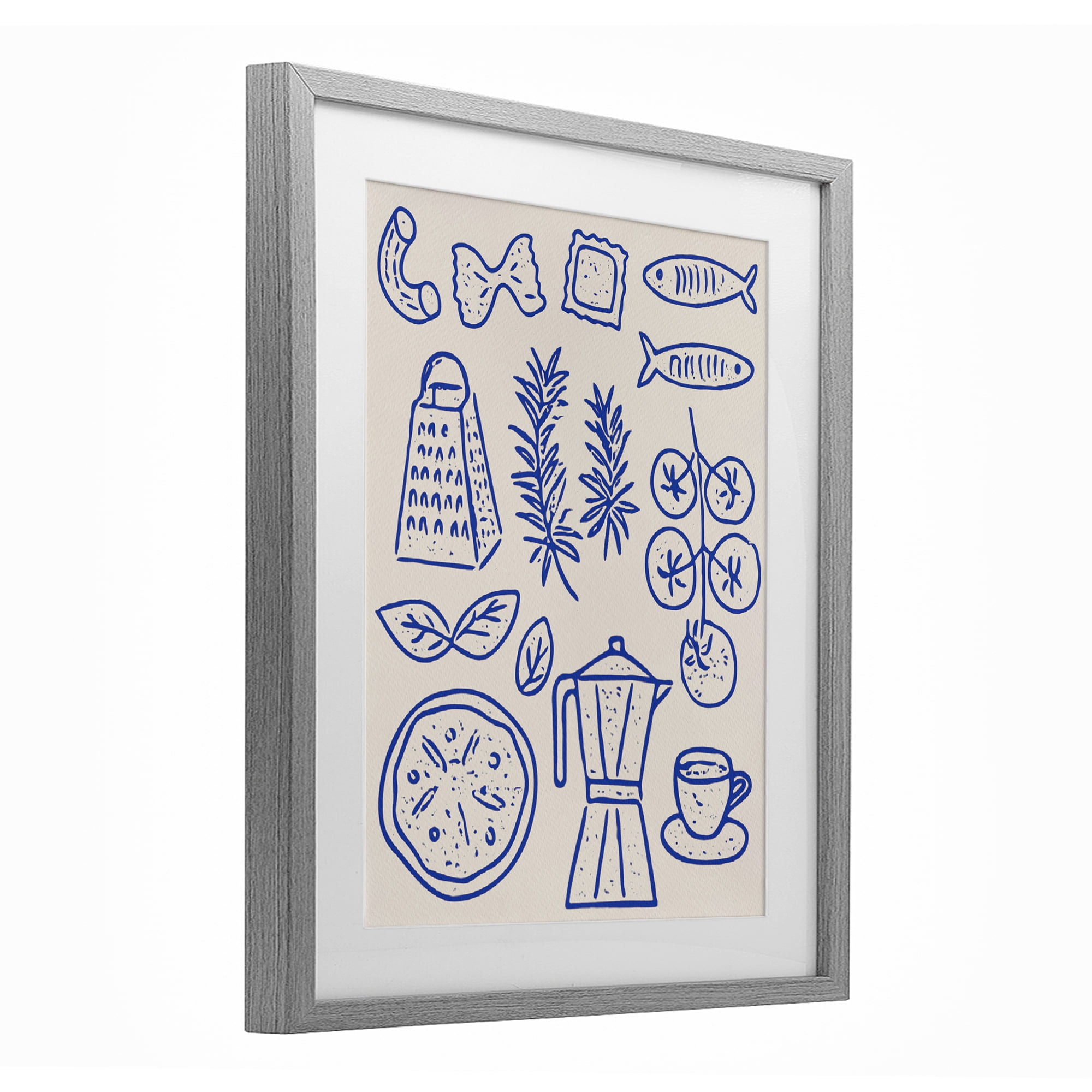 Stupell Industries Pasta & Espresso Simplicity Gray Framed Print Under Glass, design by Camila Juncos