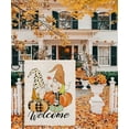 thumbnail image 4 of welcome gnome fall pumpkin garden flag 12.5x18 Inch small double sided burlap flags for outside Buffalo Check Plaid outdoor seasonal decor for yard, 4 of 5