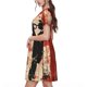 thumbnail image 2 of Fotbe Silhouette Trumpet Red Art Vestido Largo de Moda para Mujer, Vestido Tipo Camiseta con Manga Corta y Estilo Casual a Rayas y Bloques de Color, 2 of 6