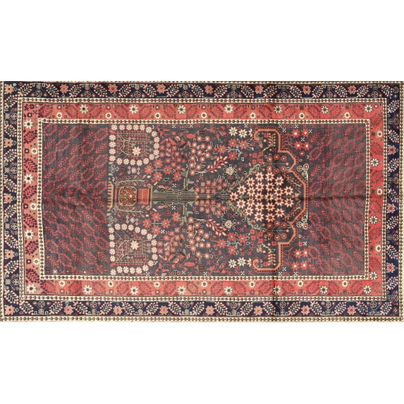Ahgly Company Indoor Rectangle Traditional Brown Red Persian Area Rugs, 6' x 9'