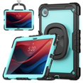 thumbnail image 4 of SaniMore for Lenovo Tab M9 9" Tablet 2023 (Model TB-310FU) Back Case with 360° Rotating Kickstand Holder Screen Protector Tri-layer Heavy Duty Drop-resistant Shockproof Cover, Black+Light Blue, 4 of 11