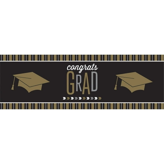 Silver and Gold Glitz Graduation Giant Party Banner