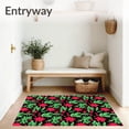 thumbnail image 3 of ODIKA 4'x6' Machine Washable Non-Slip Area Rug, Scandinavian Inspired Yuletide Fir Arrangement with Whimsical Bauble Details High Traffic Rug, Red, 653181, 3 of 7