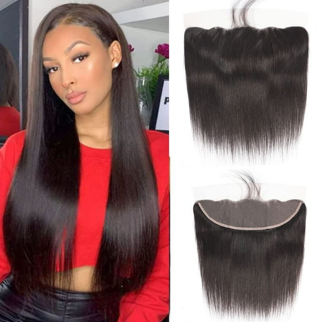 CHEEON 13x4 Cierre frontal de encaje transparente 18 pulgadas Cabello humano recto brasileño Frontal 150% Densidad Cabello virgen brasileño Cierres frontales Color negro natural