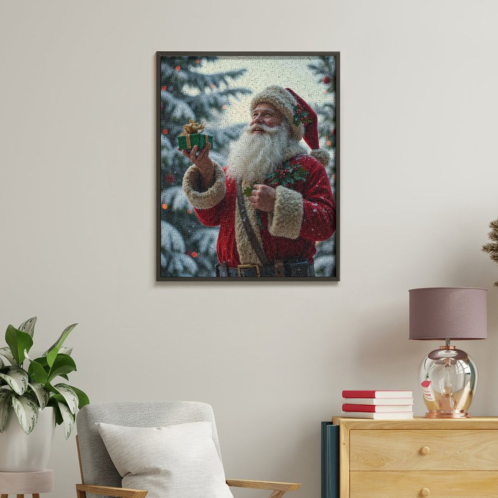 Paint By Numbers Kit for Adults Beginner - Santa Claus Festive Cheerful DIY Canvas Painting Kits for Adults, Frameless Paint By Number for Adults for Home Wall Decor 16x20 Inch