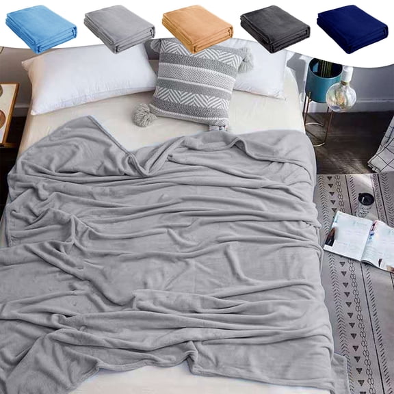 TTJ Oversized Plush Fleece Blanket Flannel Throw 90x90 in Thick Warm Cozy Bed Sofa Nap Blanket Machine Washable Luxury Comfort For Living Room Bedroom Use