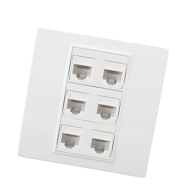 PlacA de Pared Cat 6, Fácil de Instalar Cat 6 Ethernet Plate 6 Port Hurbra A Mujer Para Cat6 6a 5 5e Dispositivos Ethernet