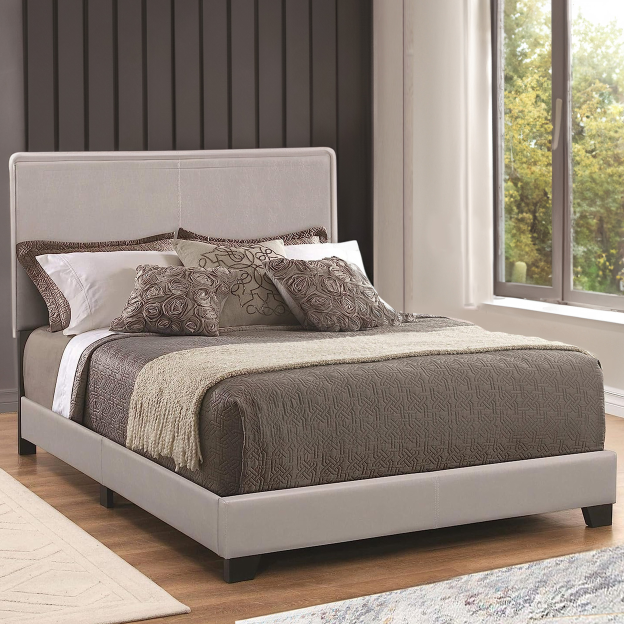 Coaster Company Dorian Upholstered Twin Bed, Grey