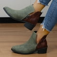 thumbnail image 1 of LSLJS Bottines d'Hiver pour Femmes Style Britannique Tête Ronde en Daim Cuir Patchwork Talon Épais, 1 of 7
