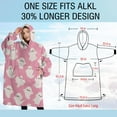 thumbnail image 4 of Oversized Wearable Blanket Hoodie,Halloween Pink Ghosts Pattern Sherpa Blanket Hoodie with Super Pockets,Super Warm Fuzzy Pullover for Women & Men, 4 of 6