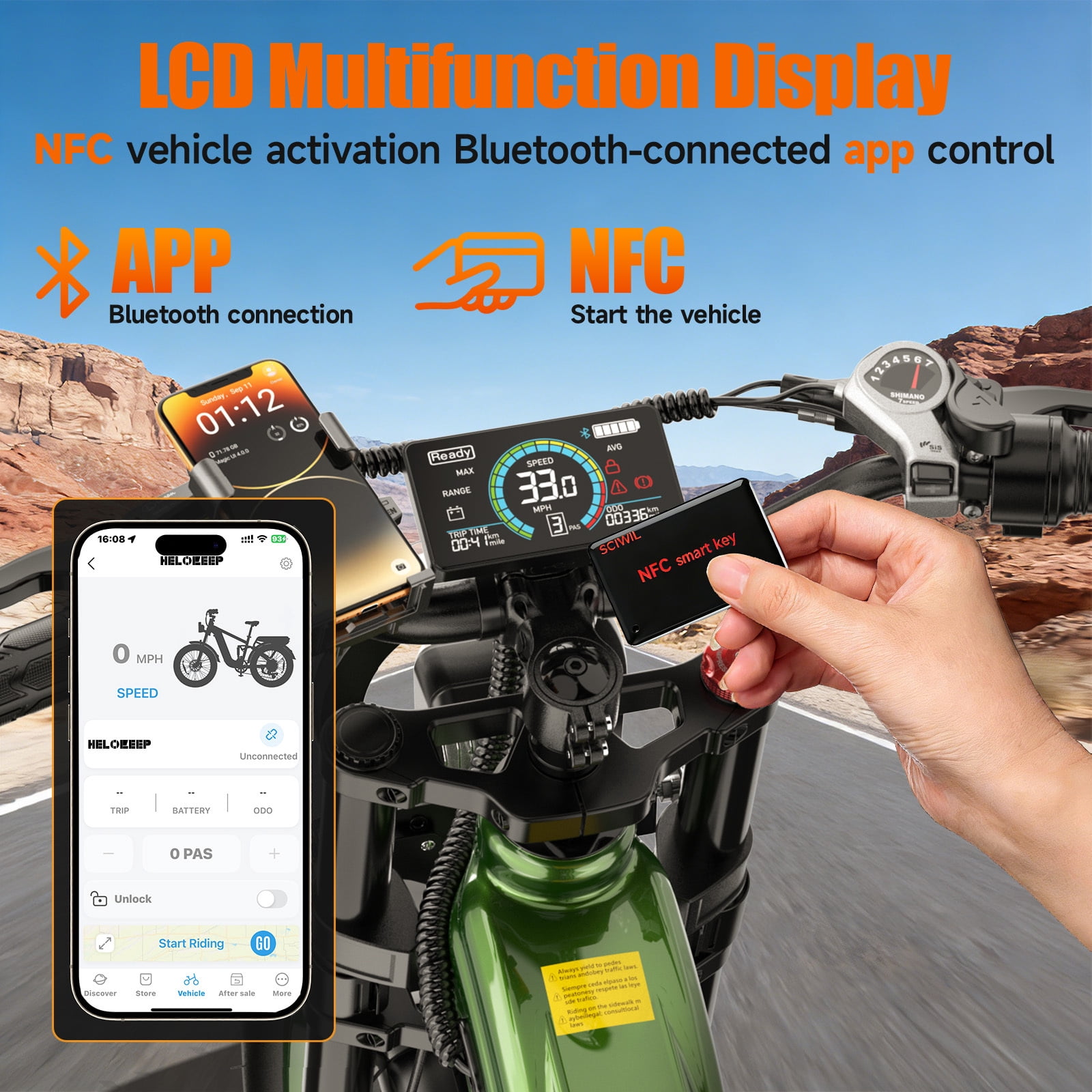 Helokeep 26" Green Fat Tire High Performance Cargo Electric Bike for Men, 4000W Peak 2000W, 40MPH, 48V 25Ah UL2849 Off-Road Ebike