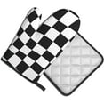 thumbnail image 4 of Psychedelic Wavy Chessboard Oven Mitts and Pot Holders Sets Hot Pads Heat Resistant Gloves Oven Mitten for Baking Kitchen Bakeware Cooking BBQ, 4 of 6