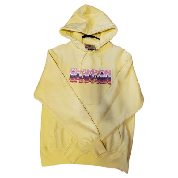 Champion LIFE Reverse Weave Pullover Cadmiumm Yellow Multi Mens Medium Hoodie