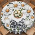 thumbnail image 3 of Round Tablecloth White Daisy Floral Waterproof Oil Proof Polyester Table Cloth Cover Decor for Home Dining Outdoor,Patio,Parties, 54" Dia. Rustic Farm Plaid Bow Wreath, 3 of 9