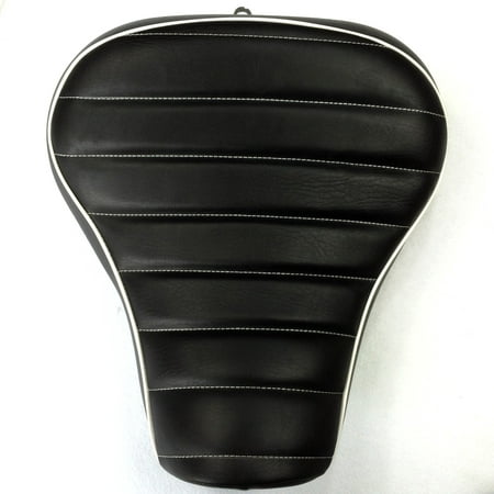 HTT Motorcycle Black Custom Front Solo Driver Cross Stripe Style Leather Seat For 2005 2006 2007 2008 2009 2010 2011 2012 2013 Harley Davidson XL 1200S (Best Custom Motorcycle Seats)