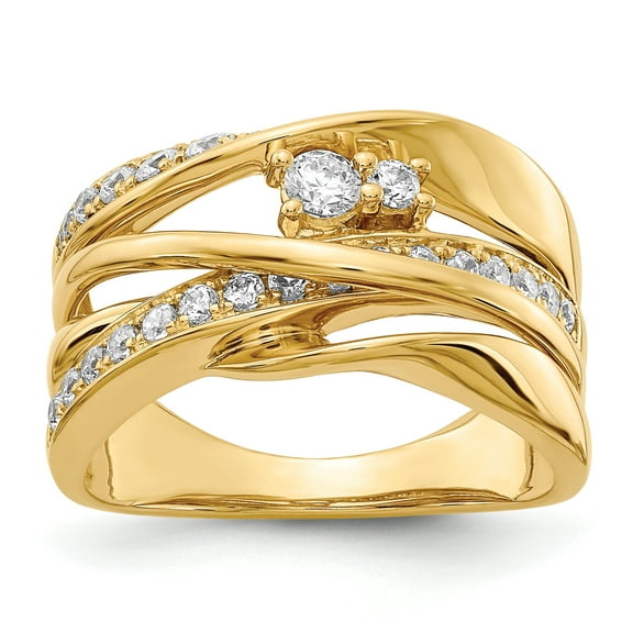 14K Yellow Gold Diamond Ring (0.628Cttw) Ring Size 7