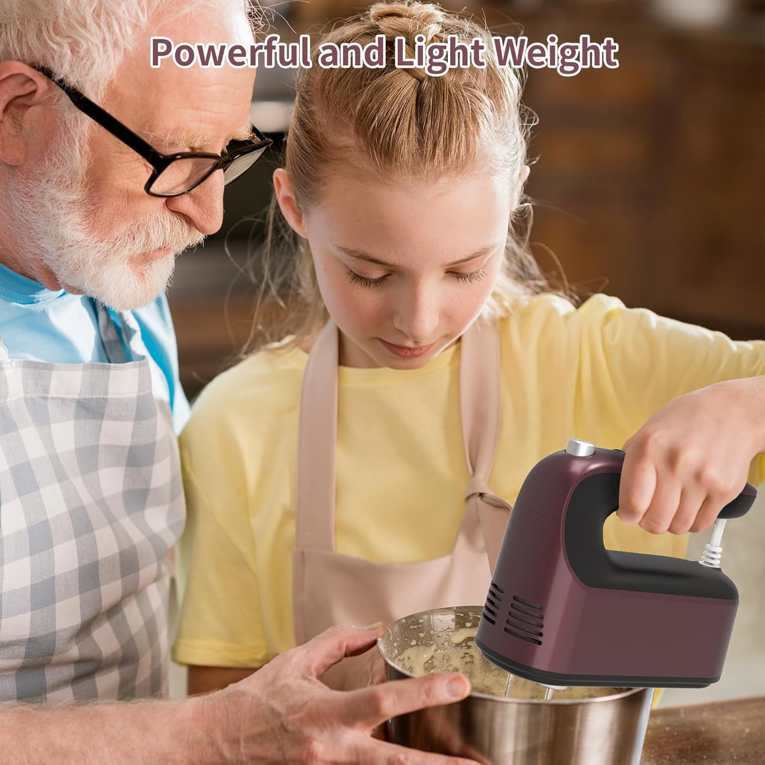 400W DC Motor Digital Hand Mixer with Storage Case, 5 Stainless Steel Accessories including Beaters, Dough Hooks and Whisk