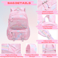 thumbnail image 3 of School Backpacks for Girls, Kids Backpack for Girls with Multiple Pockets, Lightweight School Bookpack, Watrer Resistant, Bookbag for Elementary Primary School, Pink, 3 of 9