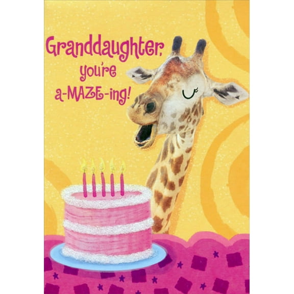 Designer Greetings Amazing Giraffe Juvenile Birthday Card with Do-It-Yourself Maze for Granddaughter