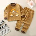 thumbnail image 2 of Leey-World Newborn Girl Outfits Toddler Baby Girl Clothes 3 6 9 12 18 24 Months Fall Outfits Solid Long Sleeve Sweatshirt Tops + Pants Set Newborn Girl Outfits(Brown,18-24 Months), 2 of 3