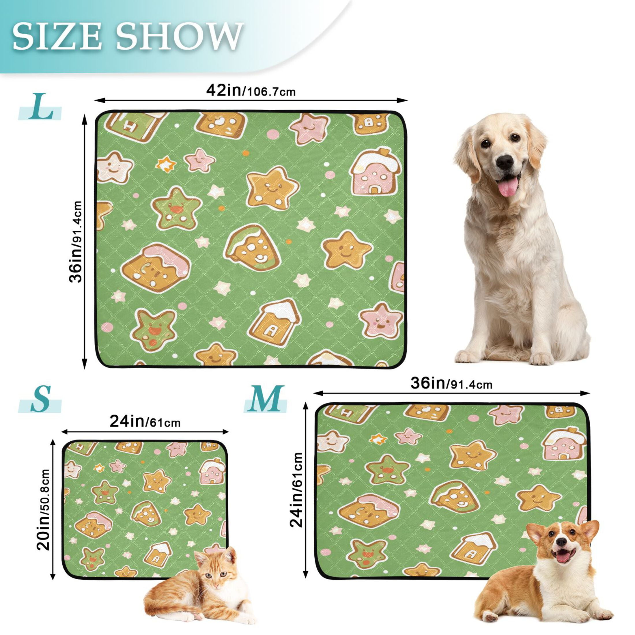 Qxltty Adorable Star House Grenn Pattern Cat litter Pads Pet Set of 3 Diaper Mats Center Anti-leakage Layer Absorbent Soft and Comfortable
