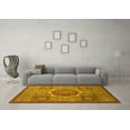 thumbnail image 3 of Ahgly Company Machine Washable Indoor Round Oriental Yellow Modern Area Rugs, 6' Round, 3 of 4
