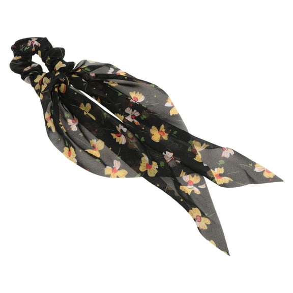 Unique Bargains 1 Pc Fashion Butterfly Pattern Hair Scrunchies Hair Ties Black