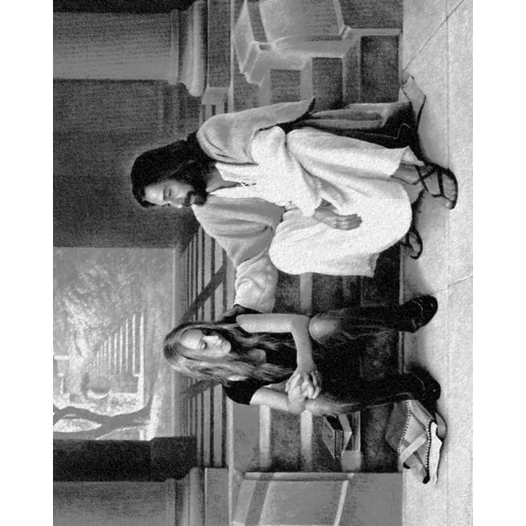 Catholic print picture - jesus w teen B - 8" x 10" ready to be framed