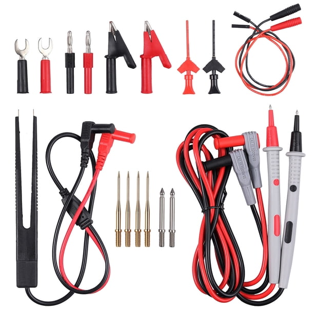 Muyoka Kit de cables de prueba aislados de sondas de multímetro eléctrico, juego de sondas de prueba eléctricas digitales con pinzas de cocodrilo Mini Grabber Muyoka Hogar