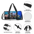 thumbnail image 6 of Xecao Sea Turtle Swims print Round Travel Duffel Bag is a foldable gym bag with an inner pocket, perfect for travel sports, 6 of 8