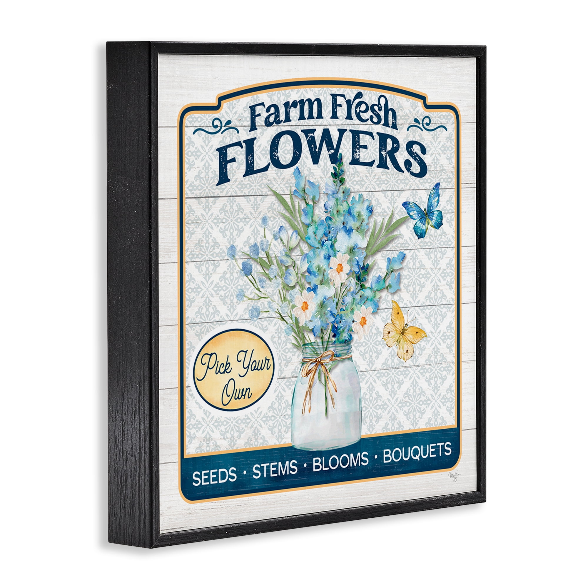 Stupell Industries Farm Fresh Flowers Botanical & Floral Painting Black Framed Art Print Wall Art, 12 x 12