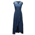 thumbnail image 4 of Formal Gowns and Evening Dresses Wedding Guest Women Solid Dress Lace Splice Sleeveless V-Neck Ruffle Hem Dress Fashion Evening Gown for Party Wear, 4 of 6