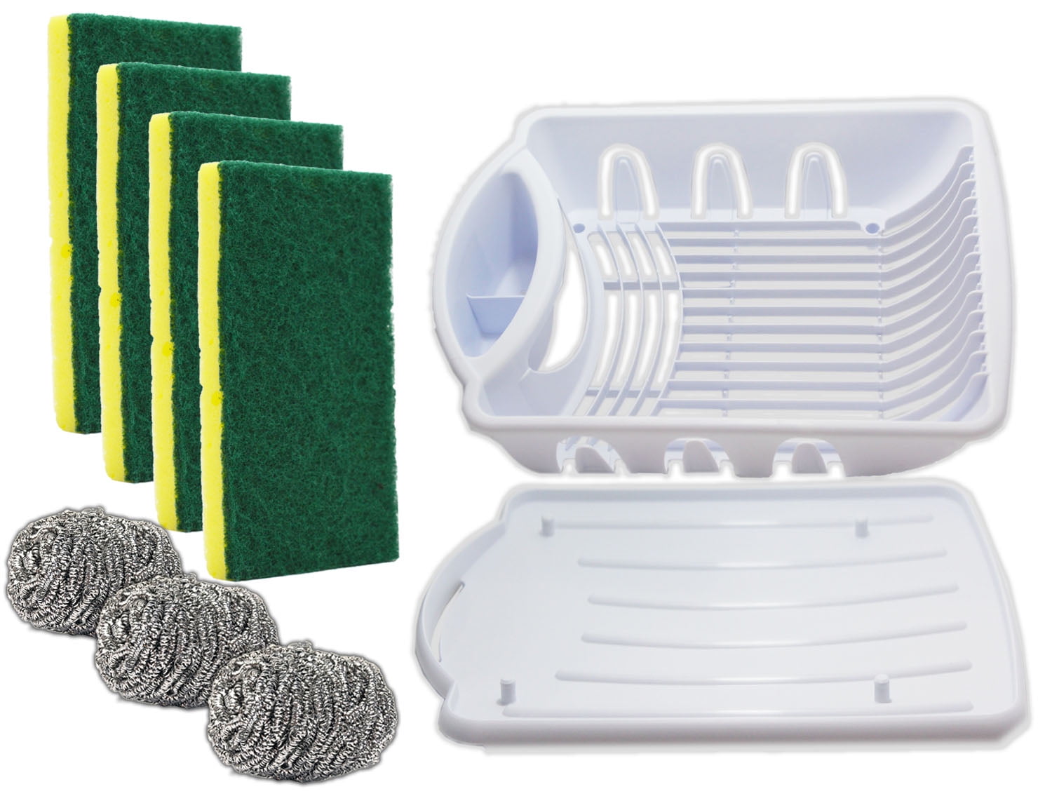 Plastic Dish Drain Drying Rack Kit White Dish Drainer Dishrack Holder