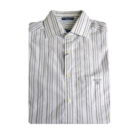 GANT Men's Graphite Easy Care Broadcloth Stripe Shirt 342846 Size Medium