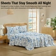 thumbnail image 5 of THD Blue Floral Bed Sheets - 4 Piece Bed Sheet Set - Wrinkle Resistant & Ultra Soft - Fits Mattresses up to 15 Inches Deep, 5 of 9