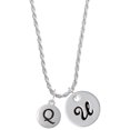 thumbnail image 1 of Delight Jewelry Silvertone Capital Letter - Q - Pebble Disc - Silvertone Script Initial Disc - U - Charm Necklace, 20"+3", 1 of 4