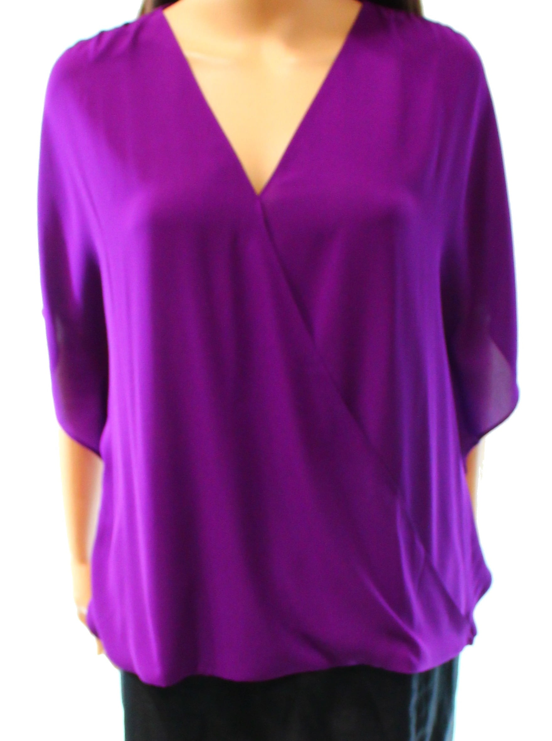 INC - INC NEW Deep Purple Womens Size Small S Surplice Bubble-Hem ...