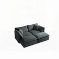 thumbnail image 6 of Modern Gray Chenille 4-Piece Upholstered Sectional Sofa (220×80×75cm) with 2 Seater Loveseat and Ottomans, 6 of 12