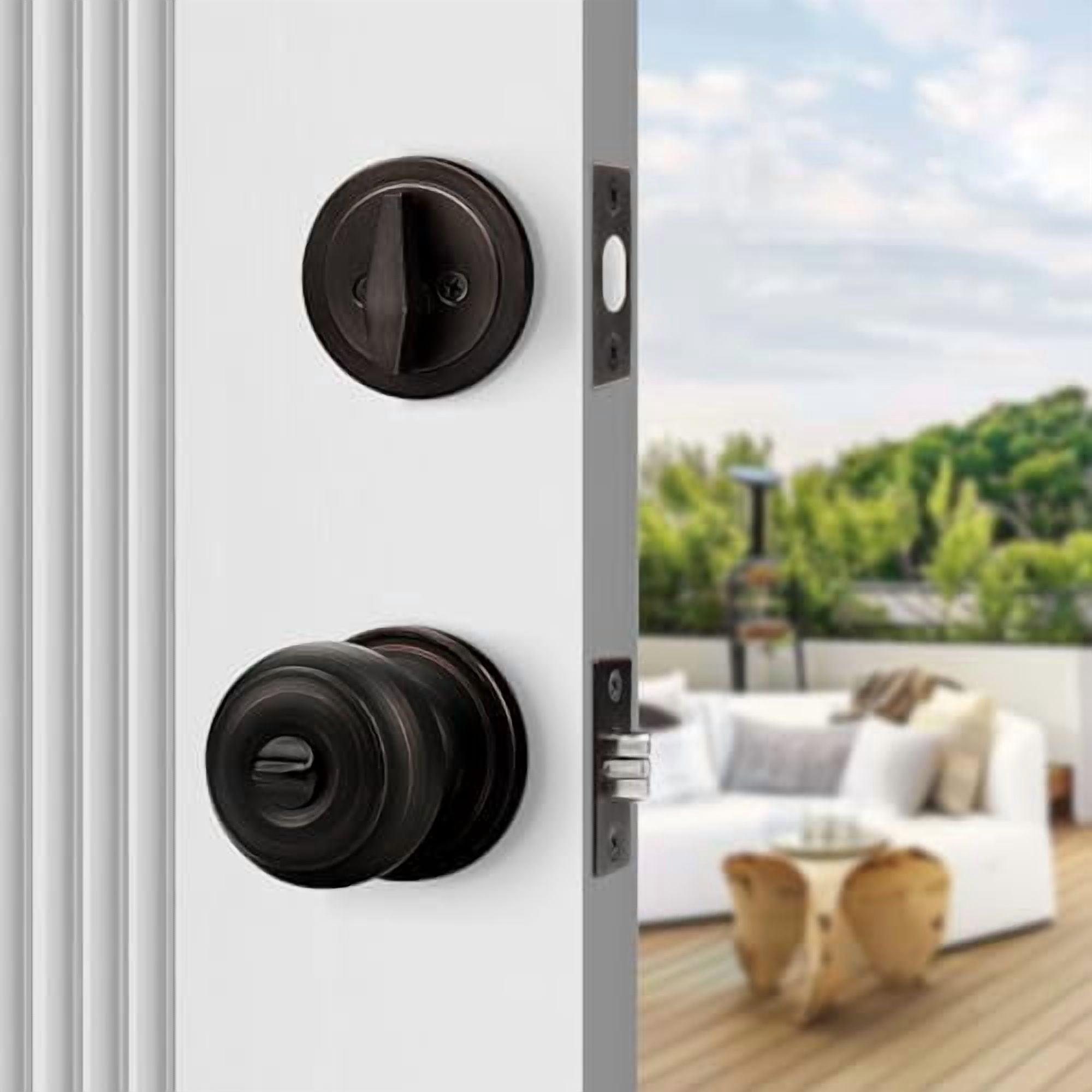 Entry Door Knob Keyed Alike with Single Cylinder Deadbolt Combination, Oil-Rubbed Bronze, 5 Pack