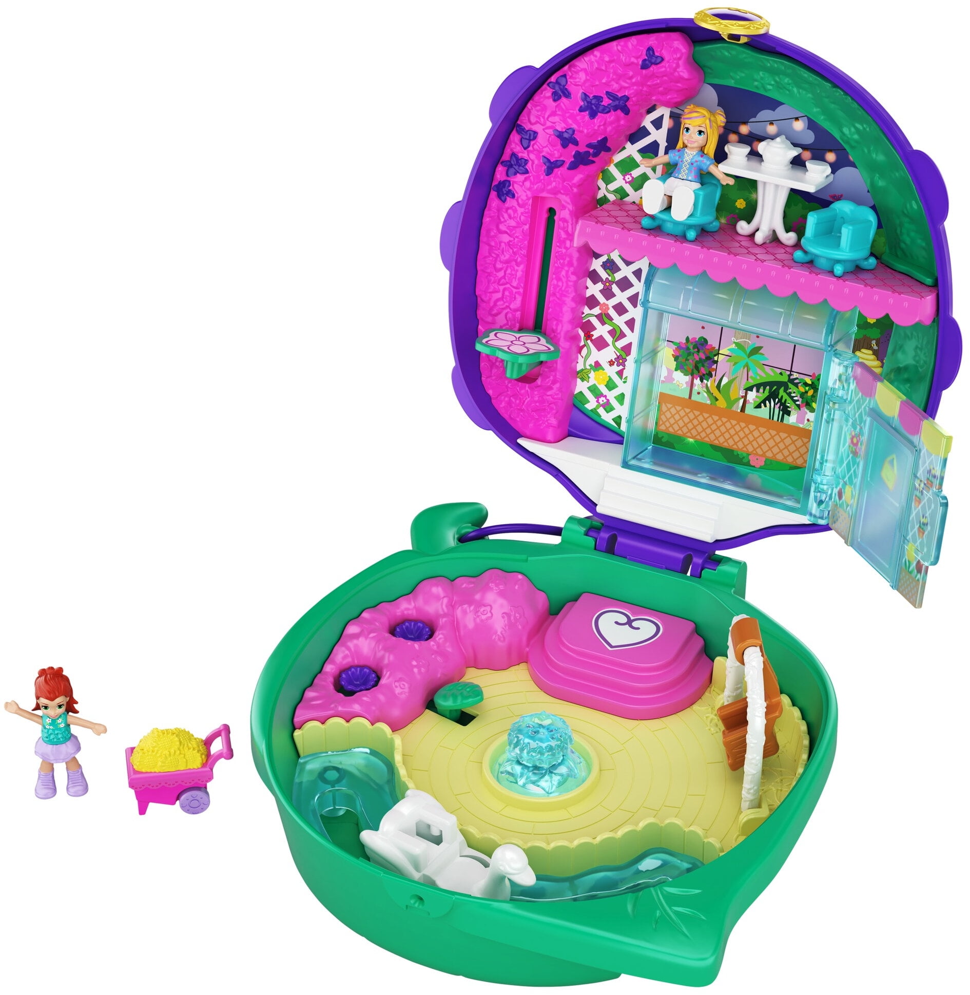 Polly Pocket Pocket W Orld Lil’ Ladybug Garden Compact, 2 Micro Dolls, Accessories