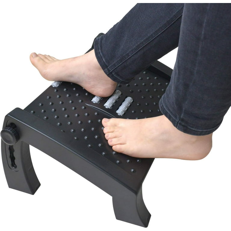 Footrest Under Desk,Adjustable Foot Rest with Massage Texture and Roller,Desk  Foot Rest Ergonomic for Home Office 