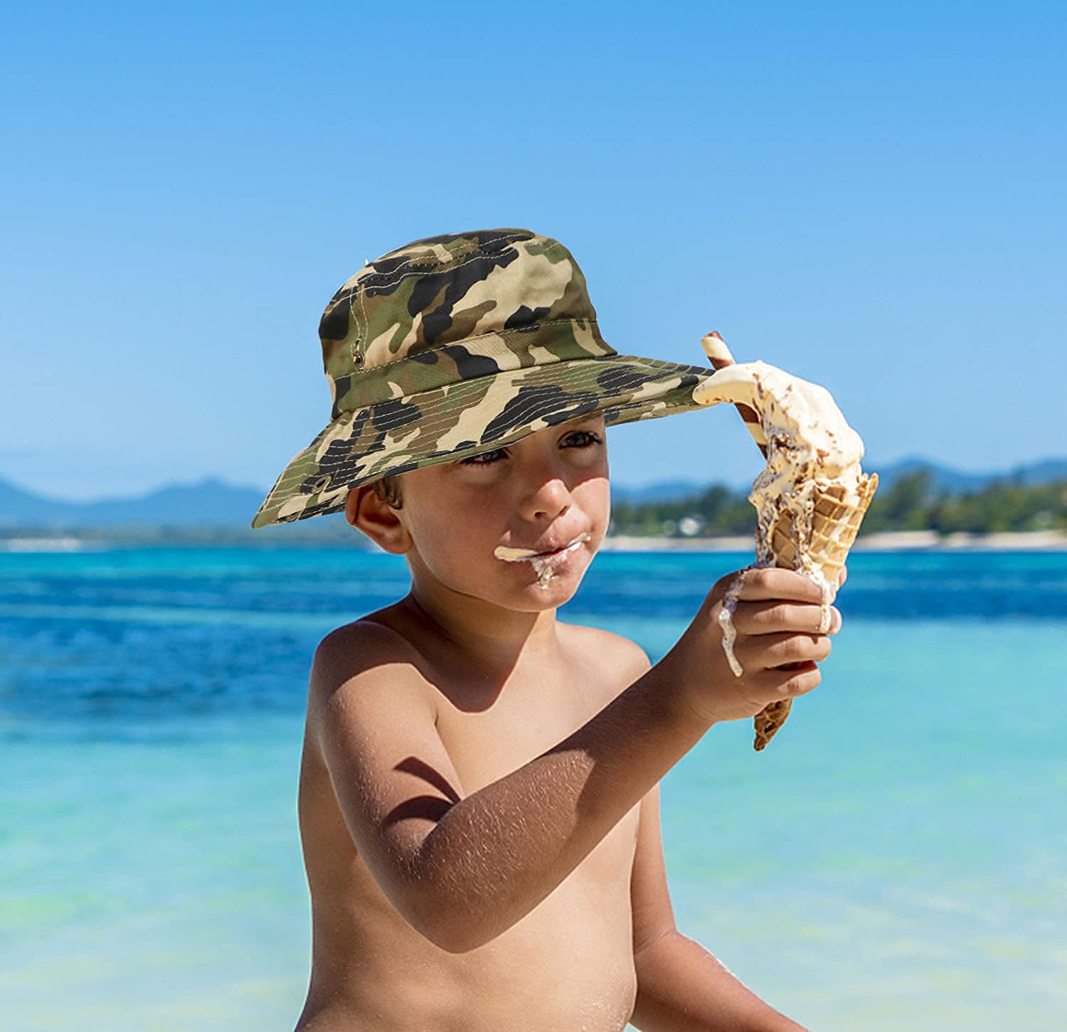 Buy Sun Hat Bucket-Boys-Camouflage Hats Fishman Cap Packable (Camo,56cm  Suggested for 7-14years Old Kids) at