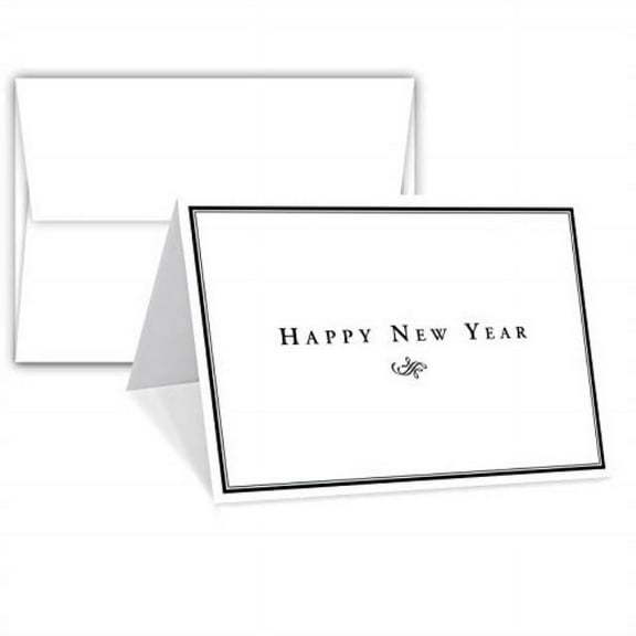 "Happy New Year" Greeting Cards & Envelopes - 25 Per Pack (A6-4 1/2 x 6) C5