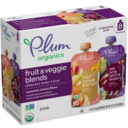 Plum Organics Stage 2 Baby Food, Variety Pack, 4 oz Pouch, 8 Pack