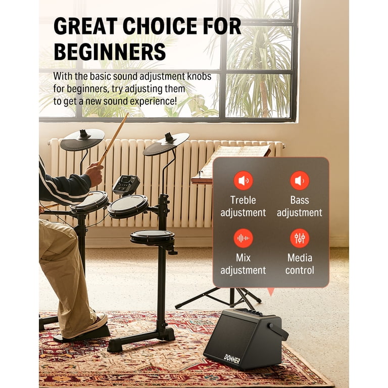 Donner 20W Mini Wireless Drum and Keyboard Amplifier, Black photo 6