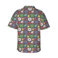 thumbnail image 3 of Balery Daisies Flowers Print Men's Hawaiian Shirts Short Sleeve Beach Shirt Relaxed Fit Vacation Button Down Shirts-Small, 3 of 8