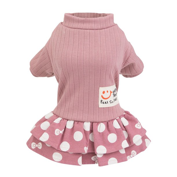 Pretty Comy Polka Dots Pet Dog Princess Dress Half Sleeve Tassels