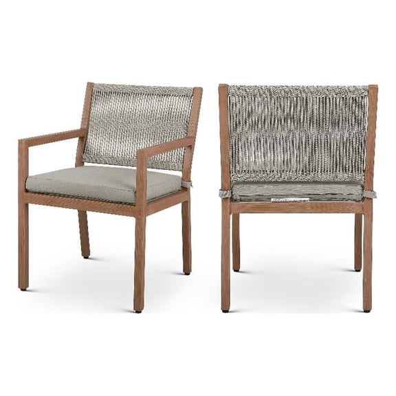 Meridian Furniture Maui Grey Outdoor Patio Dining Arm Chair (Set of 2)