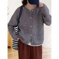 thumbnail image 5 of Women'S Long Sleeve Crew Neck Chunky Oversized Button Up Cute Cardigan Fall Trendy Sweaters Clothes Gray One size, 5 of 7