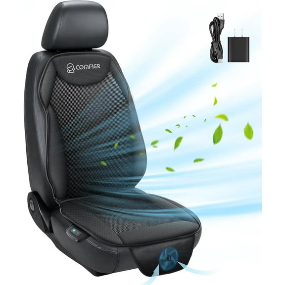 COMFIER Cooling Car Seat Cover Cushion for Car Front Seats,Black 12V Car Seat Cooling Cushion,Car Truck Front Seat Cover SUV Universal